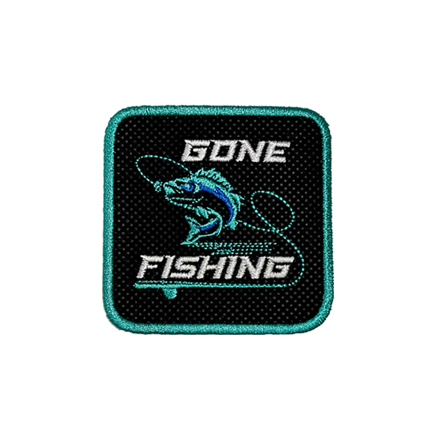 Digitizers Patch: Fishing-Cap-Embroidered-Fish-Patch-Hat-Black-White-Grey-iron-on=patches