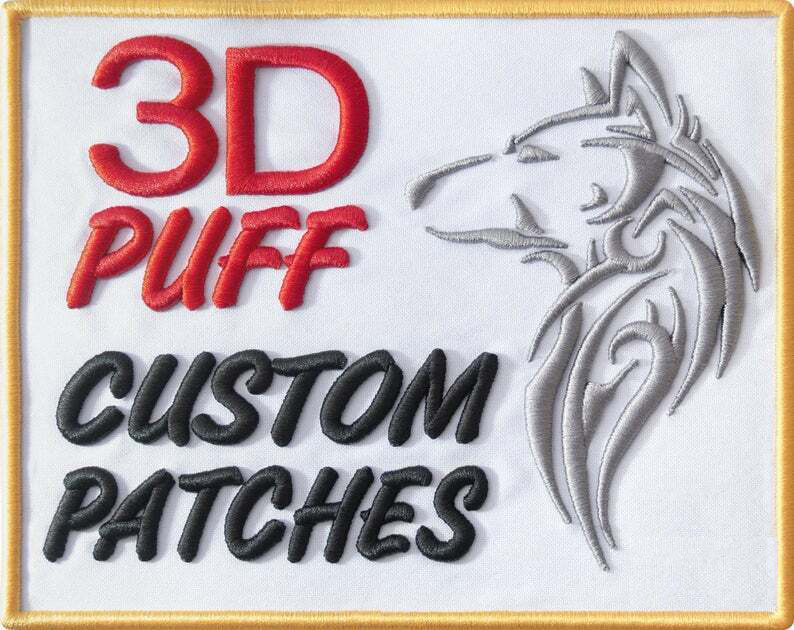 3D PUFF Custom Embroidered Patches Iron on or Sew On Backing